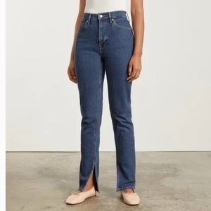 Everlane Jeans Women's Size 25 Blue Cheeky Split-Hem Organic Cotton High Rise